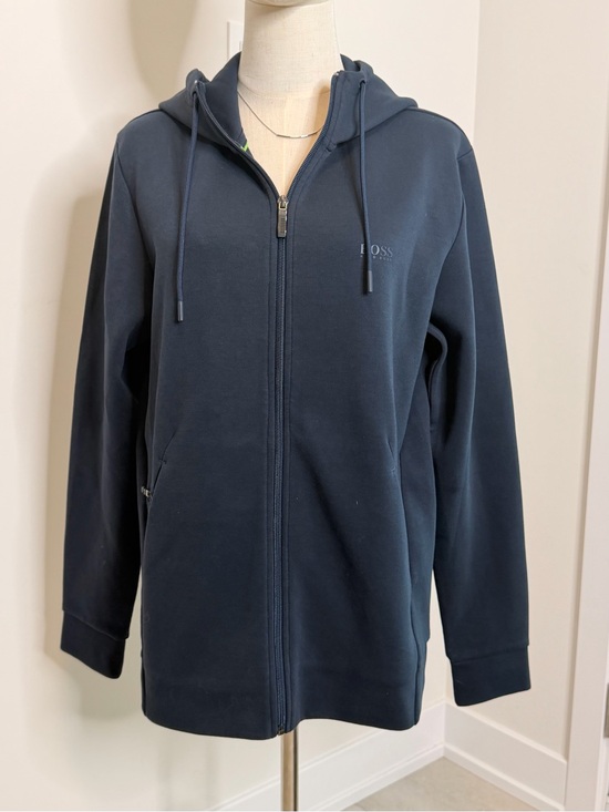 Hugo Boss Tops - Hugo Boss Dark Navy Full-Zip Hooded Sweatshirt